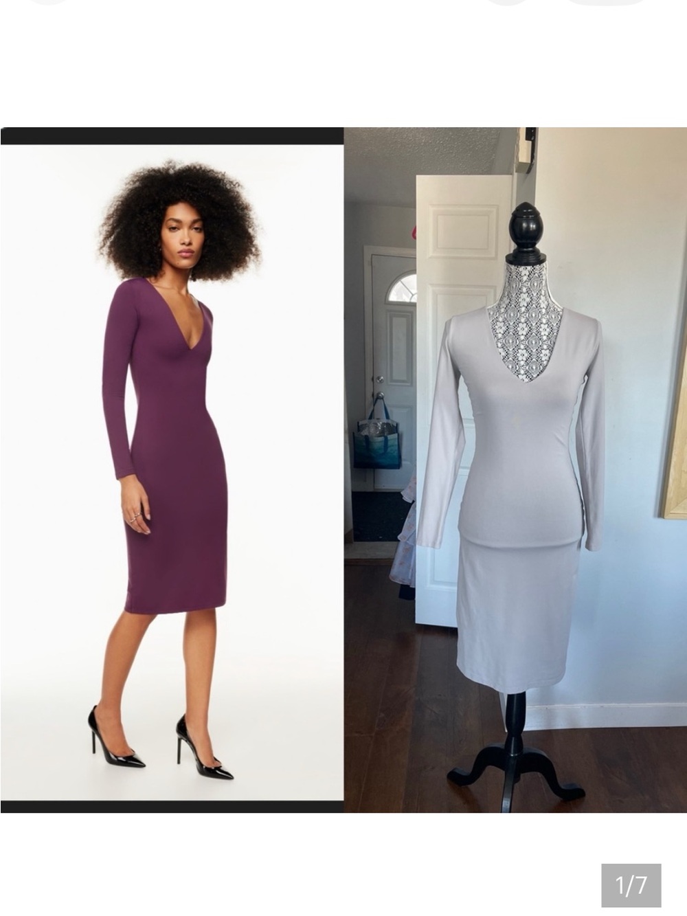 New Aritzia Babaton Contour Long Sleeve V-Neck Midi Dress. Small.
